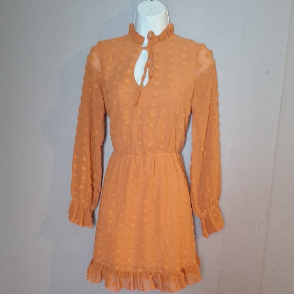 Elegant Orange Ruffle Dress